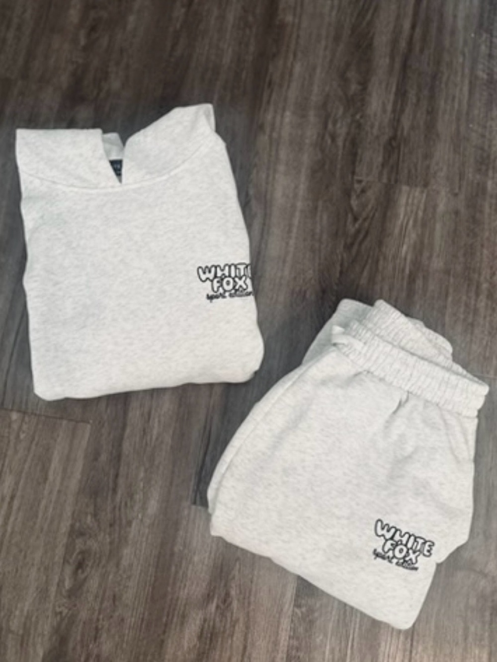 RARE White Fox Boutique Set Hoodie and Sweatpants S/M Frosted Grey Sweat Sport - Picture 3 of 6